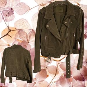 Blank NYC Suede Moto Jacket in Olive